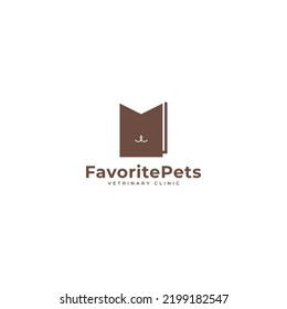 Simple abstract cat logo design and favorite icon. Pet clinic logo. Veterinarian logo. Vector format.