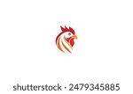 Simple abstract chicken rooster face head mascot logo vector icon on white background.