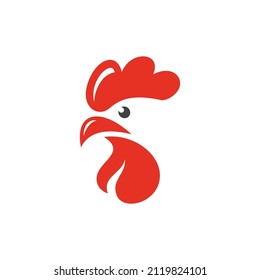 Simple abstract chicken rooster face head mascot logo vector icon