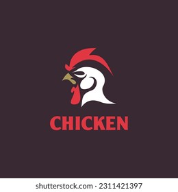 Simple abstract chicken rooster face head logo vector