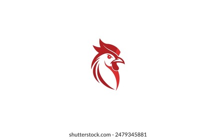 Simple abstract chicken rooster face head mascot logo vector icon on white background.