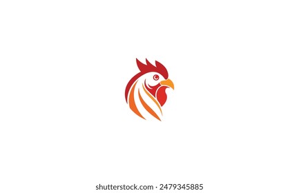 Simple abstract chicken rooster face head mascot logo vector icon on white background.