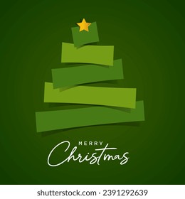 Simple abstract Christmas tree, vector card art.