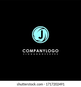 Simple abstract circle green J logo letter creative design concept