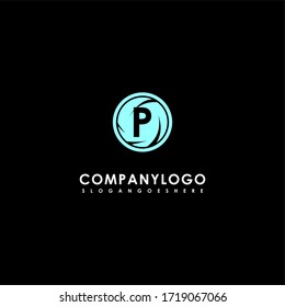 Simple abstract circle green P logo letter creative design concept