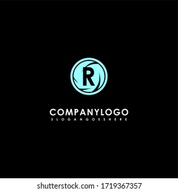 Simple abstract circle green R logo letter creative design concept