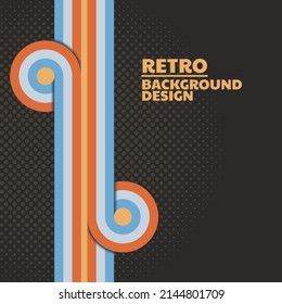 Simple abstract color retro background with a rounded twisted stripes design element. Vector illustration