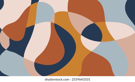 Simple abstract colorful background with hand drawn overlay shapes. Minimalist retro horizontal cover design banner template.