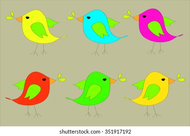 simple abstract colorful birds pattern background.