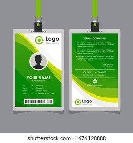 Simple Abstract Colorful Stylish Id Card Design with Green and Yellow Color, Professional Identity Card Template Vector for Employee and Others