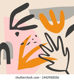 Simple abstract composition with cutout different forms. Vector illustration.