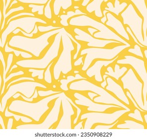 simple abstract contemporary seamless pattern. Hand-drawn flower and leaf shape textures seamless pattern.