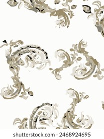 Simple abstract contemporary seamless pattern. Hand-drawn flower and leaf shape textures. Repeatable vibrant boho prints. Vector illustration