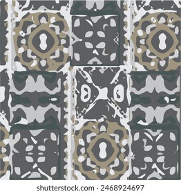 Simple abstract contemporary seamless pattern. Hand-drawn flower and leaf shape textures. Repeatable vibrant boho prints. Vector illustration