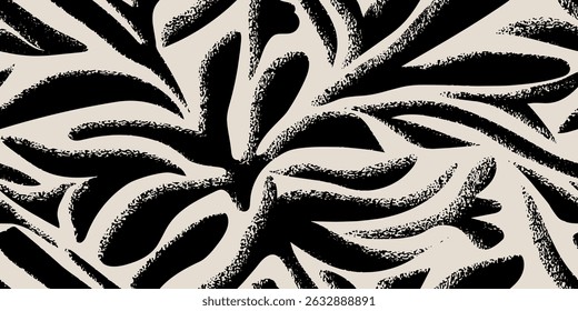 Simples abstrato padrão contemporâneo sem costura. Texturas desenhadas à mão em forma de flor e folha. Impressões de boho vibrantes e reproduzíveis. Ilustração vetorial