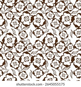 Simple abstract contemporary seamless pattern. Hand-drawn flower and leaf shape textures. Repeatable vibrant boho prints. Vector illustration