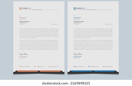 Simple abstract creative modern corporate identity business style letterhead template design. Clean elegant editable company professional minimal letterhead design template with standard sizes. 