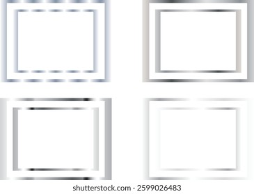 simple abstract creative silver color border frame vector design pattern art set of four silver and blue metallic square frames