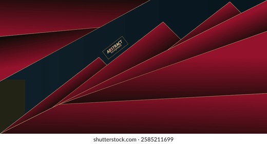 Simple abstract curved rectangle red background with overlapping shape shadows. Colorful red design with simple pattern on dark background. Simple and modern concept. Vector Eps10