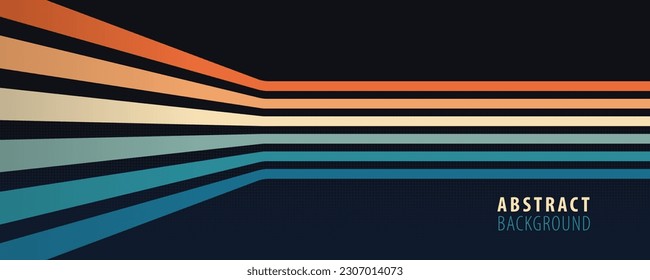 Simple abstract curvy 1970s rainbow line background design. Futuristic retro style concept with colorful wavy lines. Vector illustration
