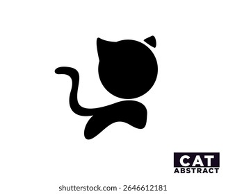 simple abstract cute jump cat logo icon symbol design template illustration inspiration