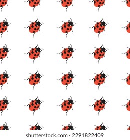 Simple Abstract Cute Ladybug Insect Vector Seamless Pattern can be use for background and apparel design