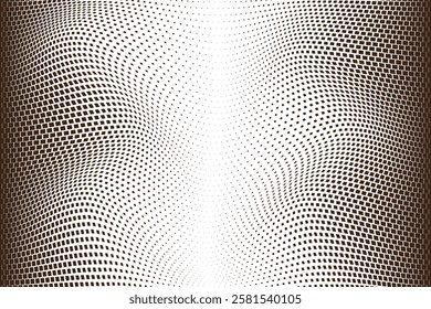 simple abstract dark color small square halftone blend wavy distort pattern.