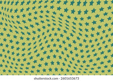 simple abstract dark color star wavy distort pattern on light olive color background dynamic star pattern with wavy distortion in vibrant yellow and green optical illusion design