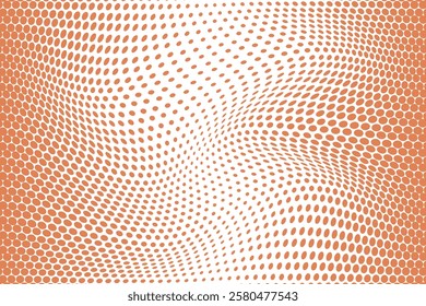 simple abstract dark orange color creative geometric dot halftone wavy distort pattern