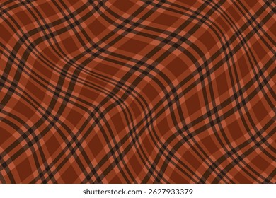 Simple abstracto de color naranja oscuro línea de cuadros patrón ondulado vibrante gingham a cuadros patrón ondulado con líneas diagonales tejido ondulado a cuadros con paleta de colores marrón y naranja