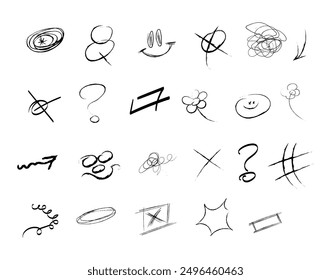 Simple abstract decorative hand drawn doodle illustration with vector elements and brush lines, ideal for creating unique art collections and adding a personal touch to your designs.