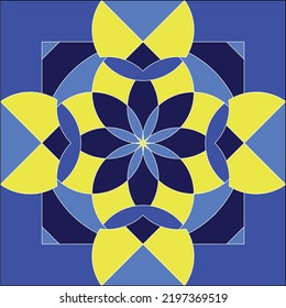 Sencillo y abstracto Vector Decorativo Ilustrador Art con cuatro colores - Art Número 55