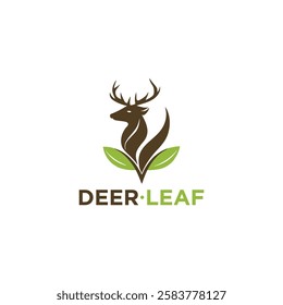 simple abstract Deer Leaf Logo Design