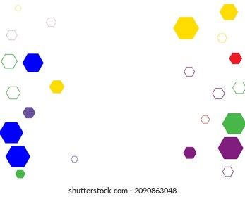 Simple abstract design.  Blur background with colorful hexagons. 