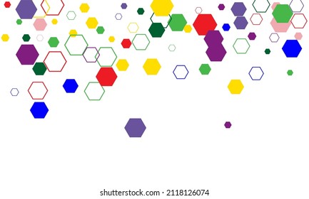 Simple abstract design.  Blur background with colorful hexagons. 