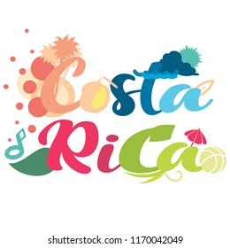Simple abstract design on Costa Rica typography in vector format 