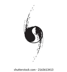 Simple abstract design of Yin and Yang symbol with brush stroke.