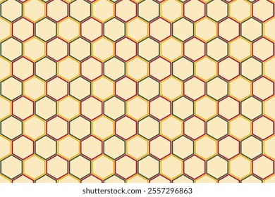 simple abstract different color hexagon polygon honeycomb pattern a geometric pattern of honeycomb with a yellow background