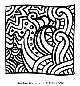 Simple abstract doodle pattern of wave and sun for your sticker design, or anything you want. Editable vector design. Simple high resolution vector.