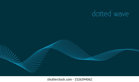 Simple Abstract Dotted Wave On Sherpa Blue Background. Minimal Vector Graphic Pattern