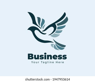 simple abstract dove bird fly high beauty elegant logo symbol illustration inspiration