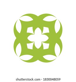 Simple Abstract Elegant Flower Logo. Green Circle Mandala Symbol