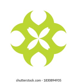 Simple Abstract Elegant Flower Logo. Green Circle Mandala Symbol