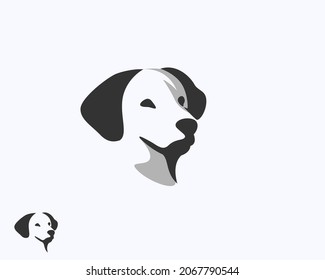 simple abstract elegant head dog front view logo template illustration