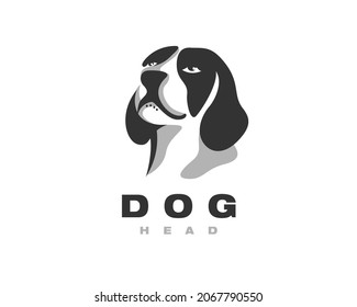 simple abstract elegant head dog front view look up logo template illustration