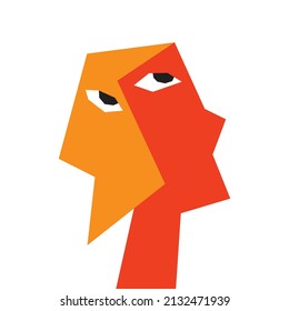 Arte facial abstracto simple con dos expresiones diferentes
