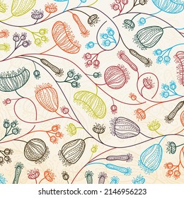 Simple abstract floral pattern in linear style. Great for printing, posters, flyers, packaging, invitations, postcards, textile designs and other accessories.