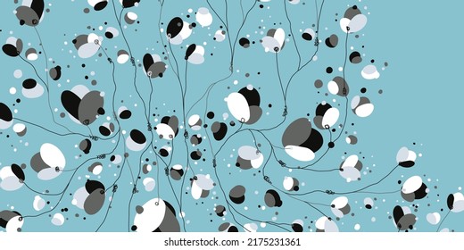 Simple abstract floral pattern in linear flat style. Great for printing, posters, flyers, packaging, invitations, postcards, textile designs and other accessories.