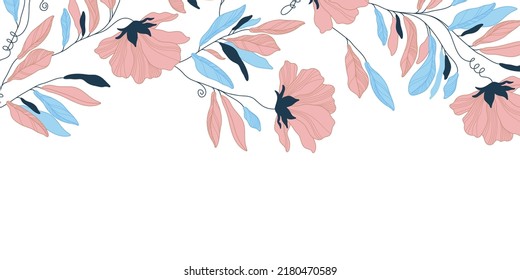 Simple abstract floral pattern in linear style. Great for printing, posters, flyers, packaging, invitations, postcards, textile designs and other accessories.