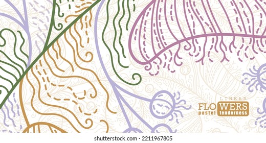 Simple abstract floral pattern in linear style. Great for printing, posters, flyers, packaging, invitations, postcards, textile designs and other accessories.
